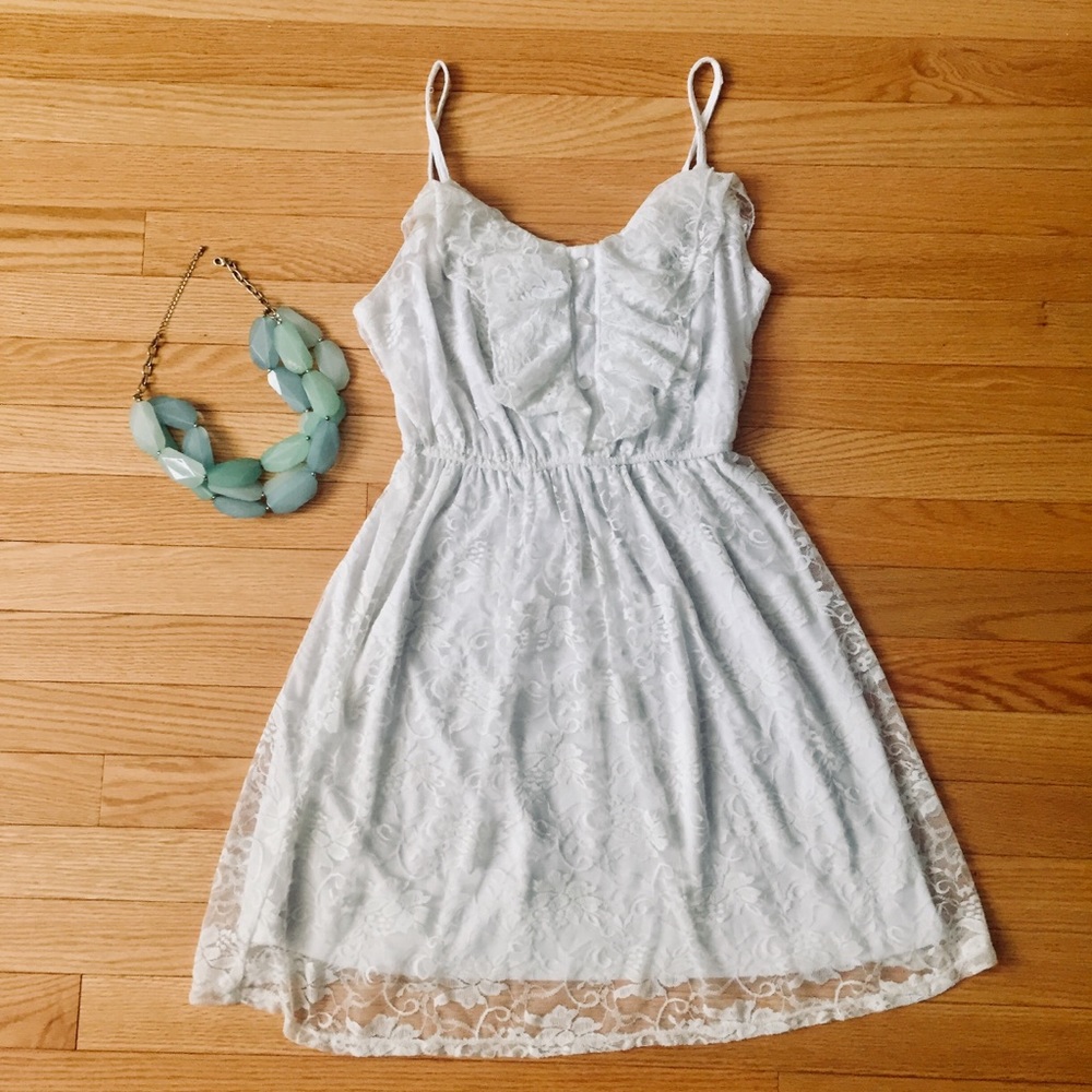 My Michelle White Lace Ruffle Dress